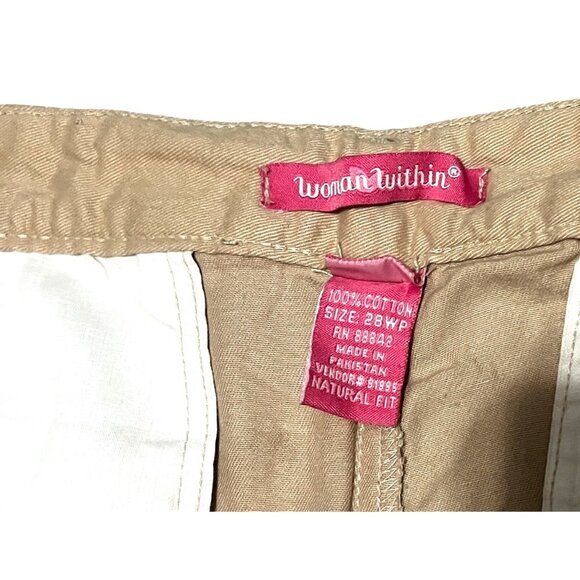 Woman Within NWOT Stretch Cotton Chino Straight Leg Pant Sz 28 Wide Petite Beige - Picture 5 of 10